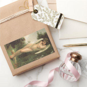 Cupid (Cupidon) Angel Portrait van Bouguereau Rechthoekige Sticker