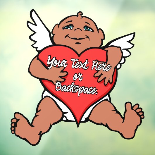Cupid Decal Personalized Love Hugs Window Cling (Vel 3)