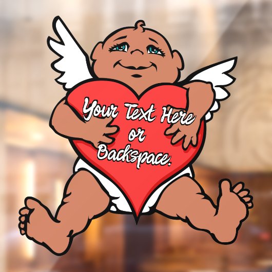 Cupid Decal Personalized Love Hugs Window Cling (Vel 2)
