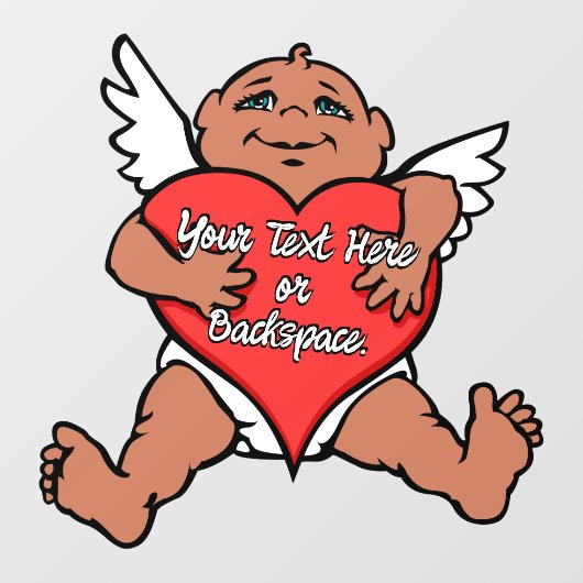 Cupid Decal Personalized Love Hugs Window Cling (Vel)