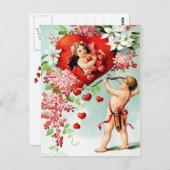 Cupid en een douche van het hart briefkaart (Voorkant / Achterkant)