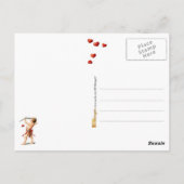 Cupid en een douche van het hart briefkaart (Achterkant)