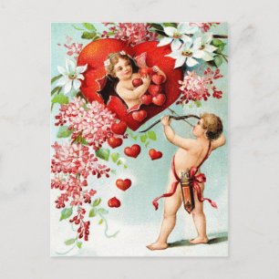 Cupid en een douche van het hart briefkaart