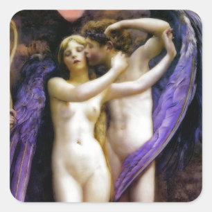 Cupid en Psyche Vierkante Sticker