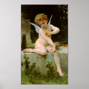 Cupid en vlinder van Bouguereau Poster