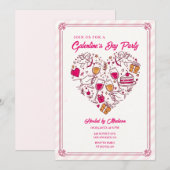 Cupid-Engelen Galentines Uitnodiging Hart Ontwerp (Voorkant / Achterkant)