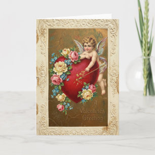 Cupid Hartrozen Vintage Kaart