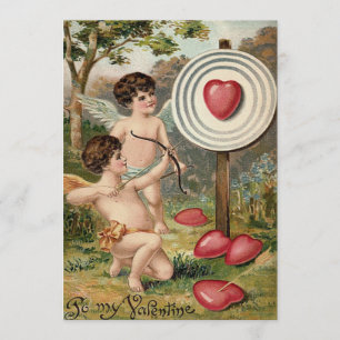 Cupid Heart Bow Arrow Target Weddenschap Kaart