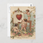 Cupid Heart Painting Rozen Roos Briefkaart (Voorkant / Achterkant)