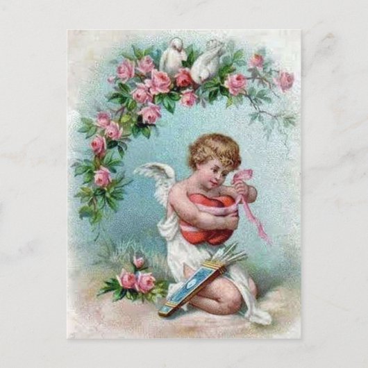 Cupid holding Heart Briefkaart (Voorkant)