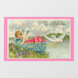 Cupid in Boat Window Cling Raamsticker