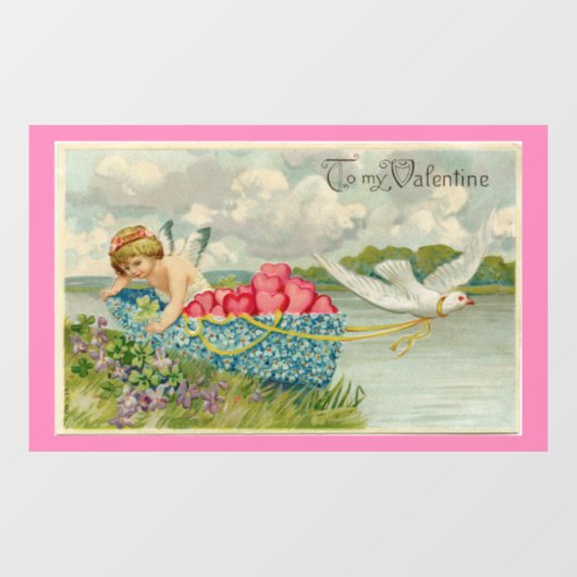 Cupid in Boat Window Cling Raamsticker (Vel)
