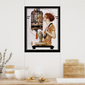 Cupid in een Cage Art Deco Print (Keuken)