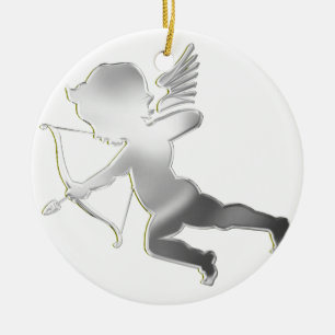 Cupid in zilver keramisch ornament