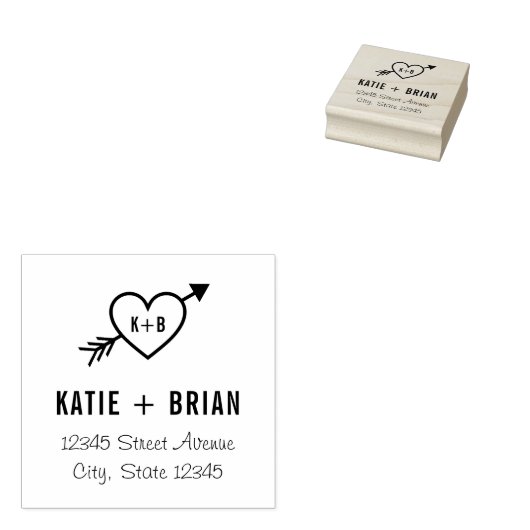 Cupid Initialen Personalized Wood Stamp Rubberstempel (Gestempeld)