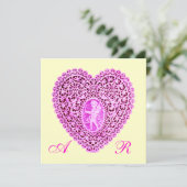 CUPID LACE HEART MONOGRAM, roze fuchsia gold Aankondiging (Staand voorkant)