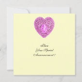 CUPID LACE HEART MONOGRAM, roze fuchsia gold Aankondiging (Achterkant)