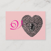 CUPID LACE HEART MONOGRAM, roze, fuchsie Visitekaartje (Achterkant)
