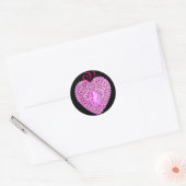 CUPID LACE HEART MONOGRAM, roze Ronde Sticker (Envelop)