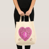 CUPID LACE HEART PINK VIOLET MONOGRAM TOTE BAG (Voorkant (product))