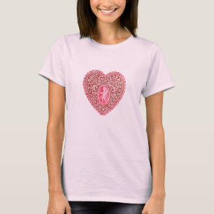 CUPID LACE HEART, roze rood T-shirt