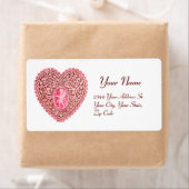 CUPID LACE HEART, roze rood wit Etiket (Insitu)