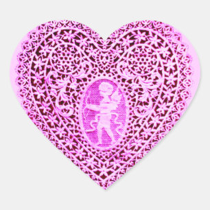CUPID LACE HEART, Roze Violet Black Hart Sticker