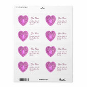 CUPID LACE HEART, roze violet wit Etiket (Full Sheet)