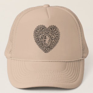 CUPID LACE HEART, zwart en wit Trucker Pet