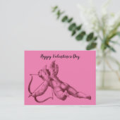 Cupid l'ange dans la carte rose de Saint-Valentin (Debout devant)