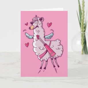 Cupid Llama Valentijns Humor Kaart