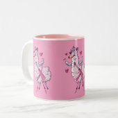 Cupid Llama voor Valentijnsdag Tweekleurige Koffiemok (Voorkant links)