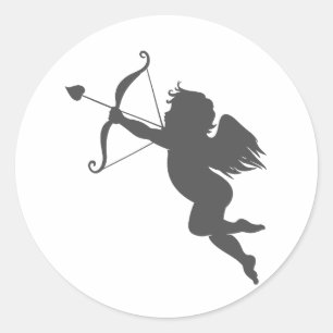 Cupid love silhouette ronde sticker