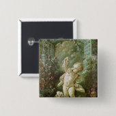 Cupid met druiven vierkante button 5,1 cm (Voorkant /achterkant)
