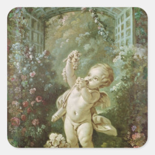 Cupid met druiven vierkante sticker