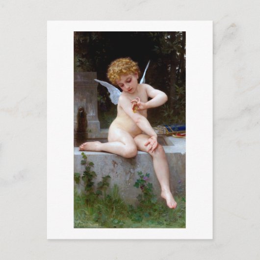 Cupid met een vlinder, Bouguereau Briefkaart (Voorkant)