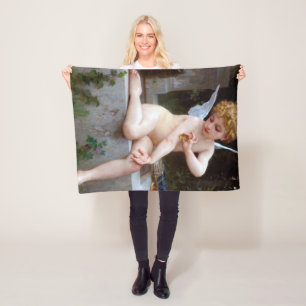 Cupid met een vlinder, Bouguereau Fleece Deken