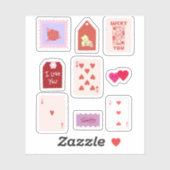 Cupid Pink Love Kaarten & Hearts Sticker (Vel)