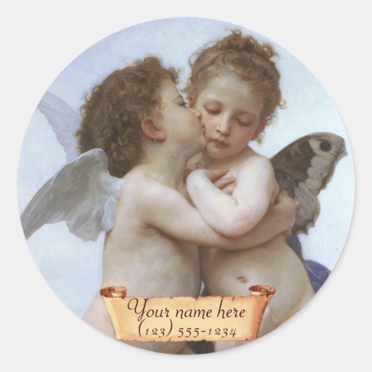 Cupid & Psyche Pre-Raphaelite Bookplaat Ronde Sticker (Voorkant)