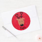 Cupid Reindeer Classic Round Sticker (Envelop)