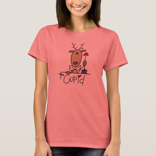 Cupid Reindeer Kerstoverhemden en cadeautjes T-shirt (Voorkant)