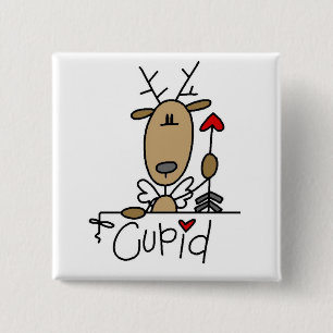 Cupid Reindeer Tshirts en Gifts Vierkante Button 5,1 Cm