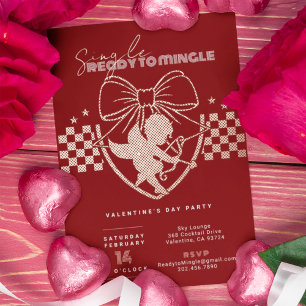 Cupid Rode Singles Valentijnsdag Feest Goud Folie Uitnodiging