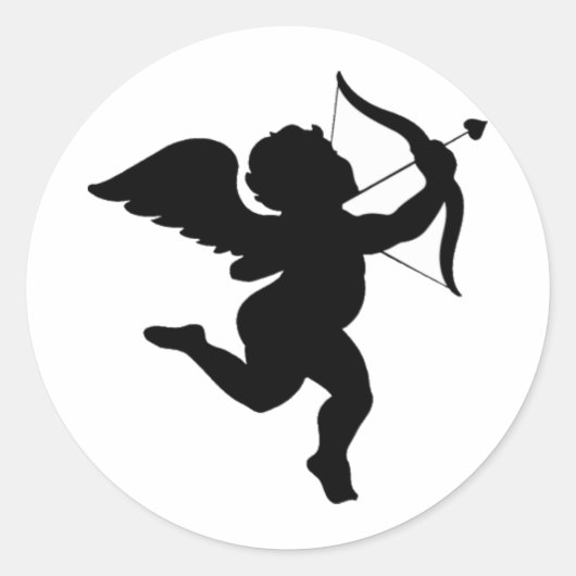 Cupid Silhouette Design! Ronde Sticker (Voorkant)