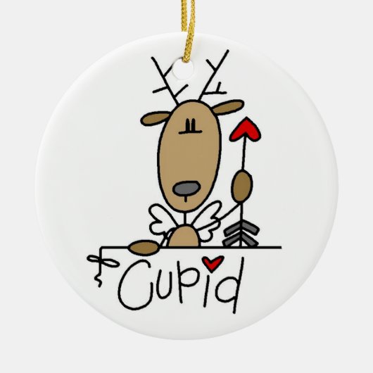 Cupid the Reindeer Kerstkeepomwille Ornament (Voorkant)