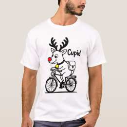 Cupid The Reindeer Riding a Bike T-shirt