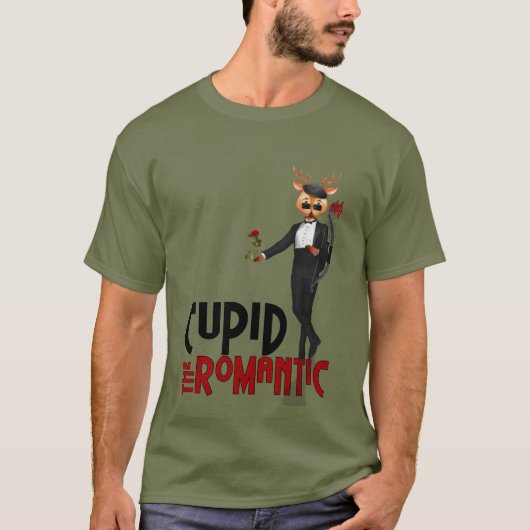 Cupid the Romantic Santas Reindeer Funny Kerstmis T-shirt (Voorkant)