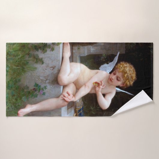 Cupidé avec un papillon, Bouguereau (Serviette de bain)