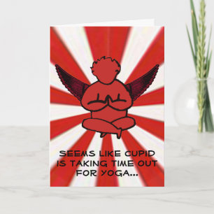 Cupido aan het yoga doen - Grappige Valentijnse Ka Feestdagen Kaart
