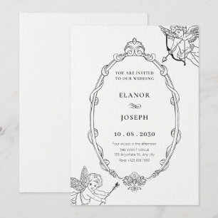 Cupido Barok lijst Art Wedding Kaart